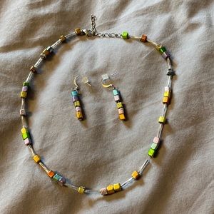 Beaded necklace and earrings